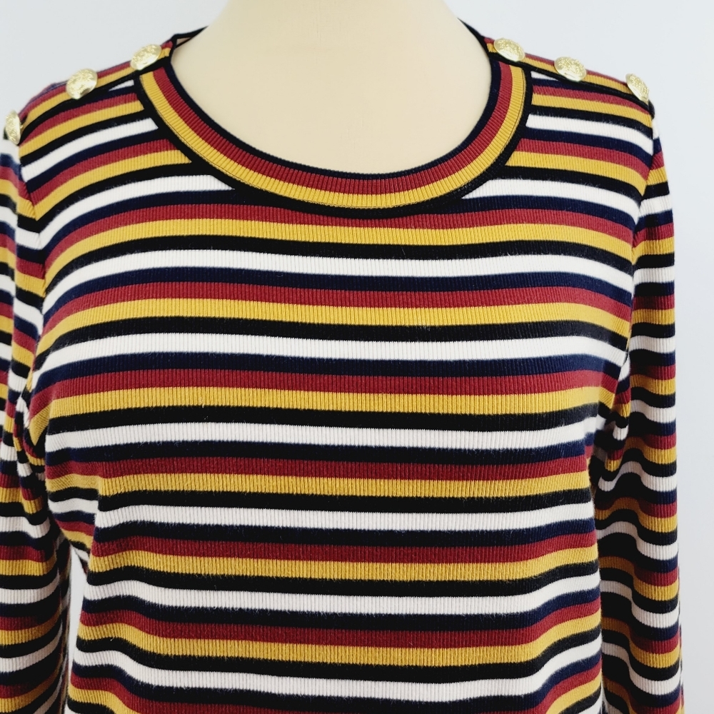 Veronica Beard Mayer Button-Shoulder Striped Long… - image 5